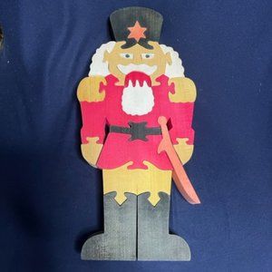 Handcrafted Wooden 20 pc TOY SOLDIER PUZZLE w/Sword 13.5" Tall Beechwood